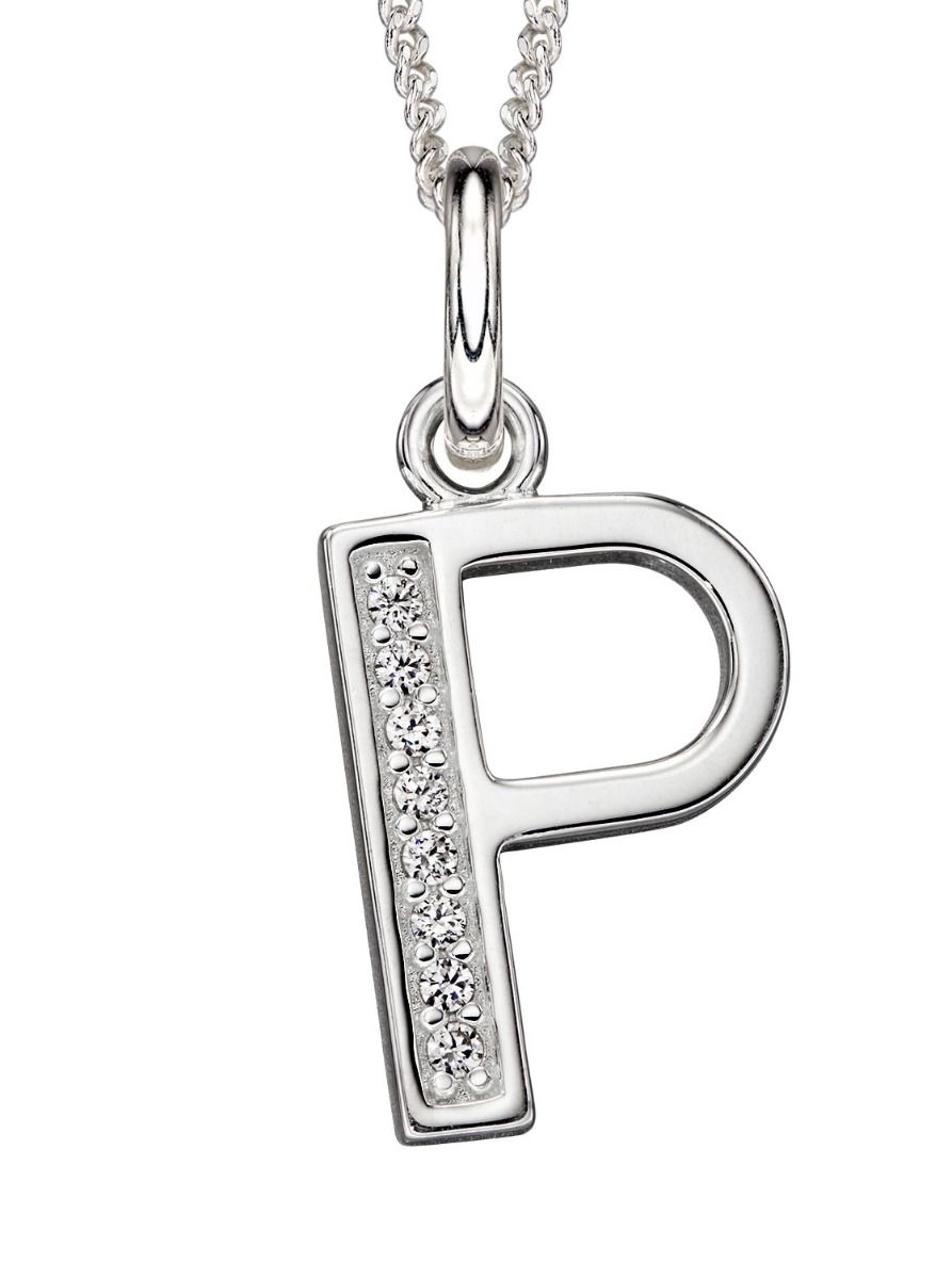 Silver Alphabet Initial Pendant with CZ Jewellery Gecko P 