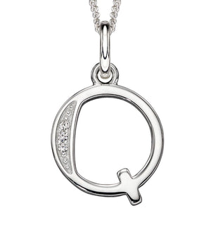 Silver Alphabet Initial Pendant with CZ Jewellery 