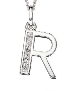 Silver Alphabet Initial Pendant with CZ Jewellery Gecko R 