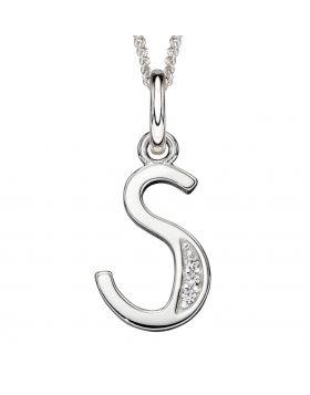 Silver Alphabet Initial Pendant with CZ Jewellery Gecko T 