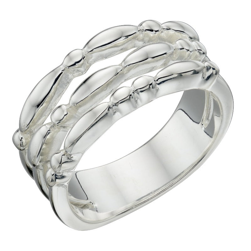 Silver triple band bud silver ring Rings Carathea