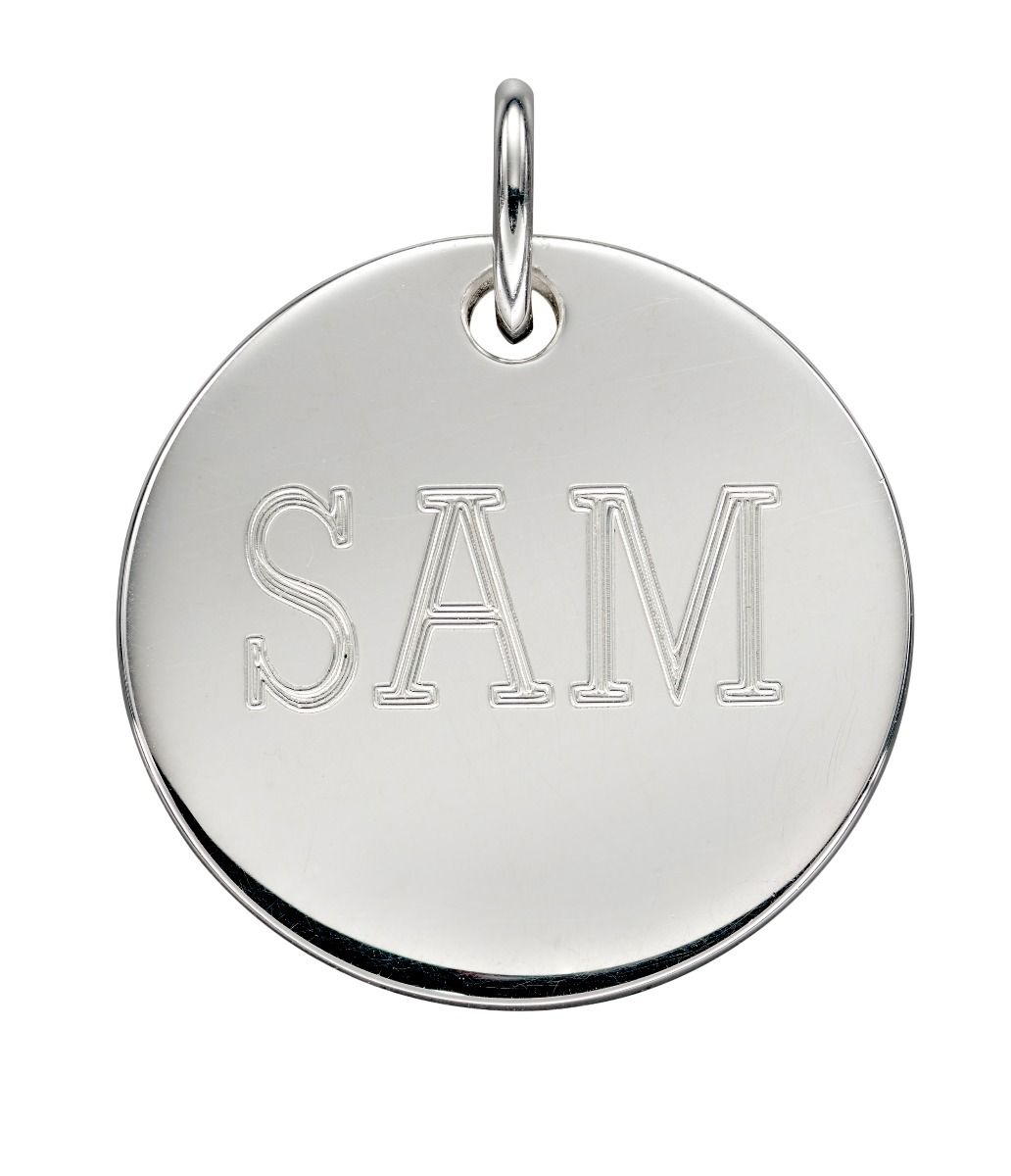 Silver Large Engravable Disc Pendant Jewellery Gecko