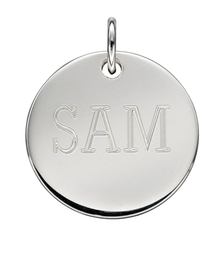 Silver Large Engravable Disc Pendant Jewellery Gecko