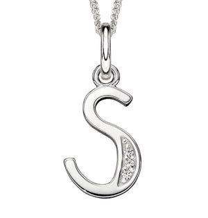 Silver Alphabet Initial Pendant with CZ Jewellery Gecko S 