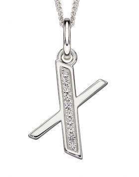 Silver Alphabet Initial Pendant with CZ Jewellery Gecko X 