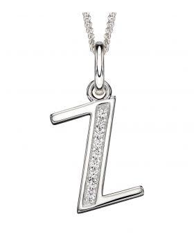 Silver Alphabet Initial Pendant with CZ Jewellery Gecko Z 