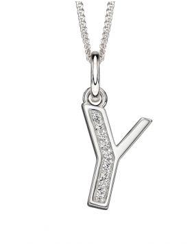Silver Alphabet Initial Pendant with CZ Jewellery Gecko Y 