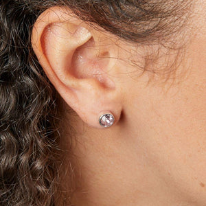 Silver Light Amethyst Crystal Stud Earrings Earrings Gecko 