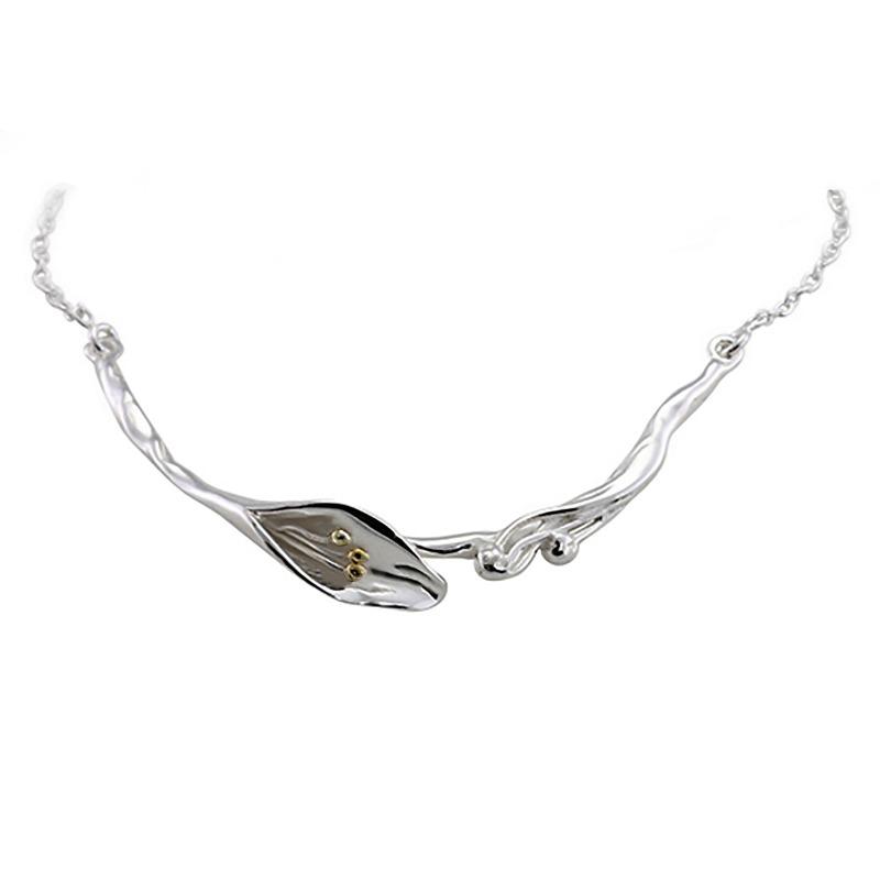 Silver Lily Necklace with Gold Fill Detailing Necklaces & Pendants Banyan 