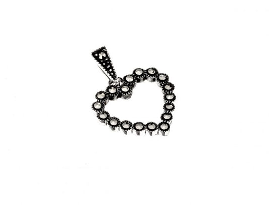 Silver Marcasite Hearts Pendant Jewellery Carathea