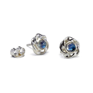 Silver Floral Symmetry Moonstone Stud Earrings Earrings Banyan 