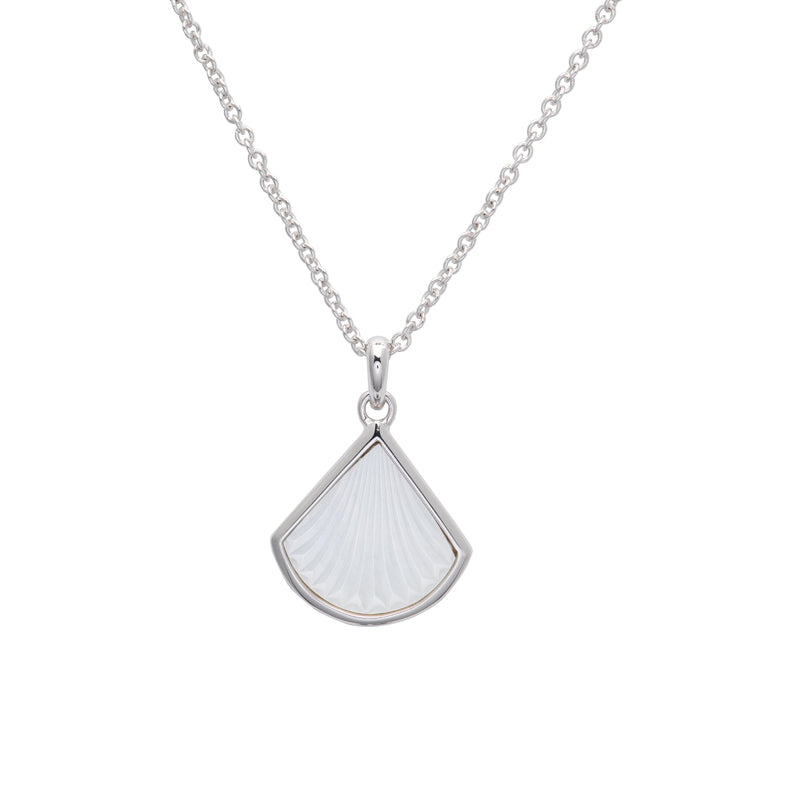 Silver pendant with mother of pearl in carnation flower design Jewellery Carathea.