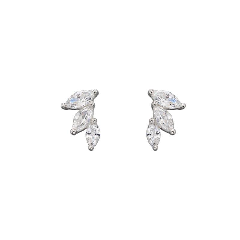 Silver Stud Earrings with Multi Marquise Cubic Zirconia Jewellery Carathea 