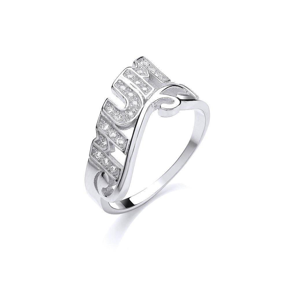 Silver Mum Ring with Cubic Zirconia's Rings Hanron