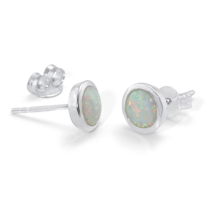 Silver Opalite Stud Earrings - Carathea