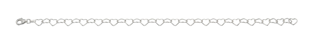 Silver Linked Hearts Anklet Jewellery Gecko