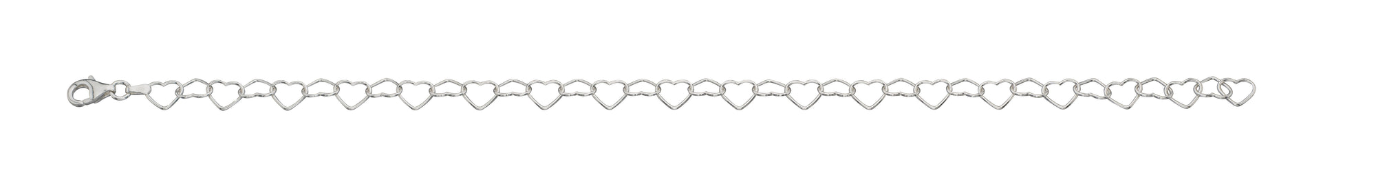 Silver Linked Hearts Anklet Jewellery Gecko 