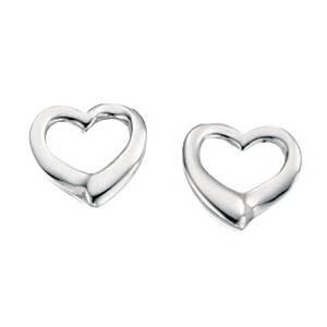 Silver Open Heart Stud Earring Jewellery Gecko