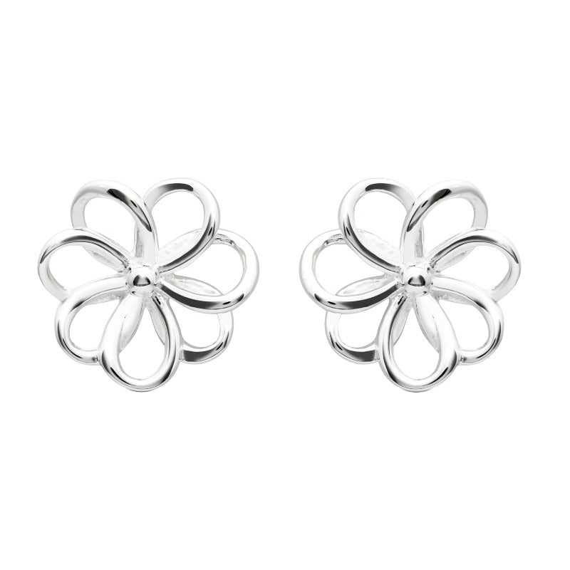 Silver Openwork Flower Stud Earrings Earrings Unique