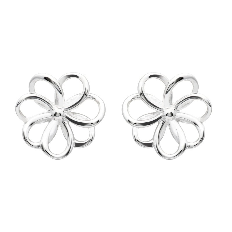 Silver Openwork Flower Stud Earrings Earrings Unique 