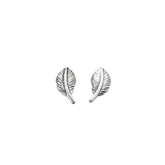 Silver Feather Stud Earrings Earrings Gecko 