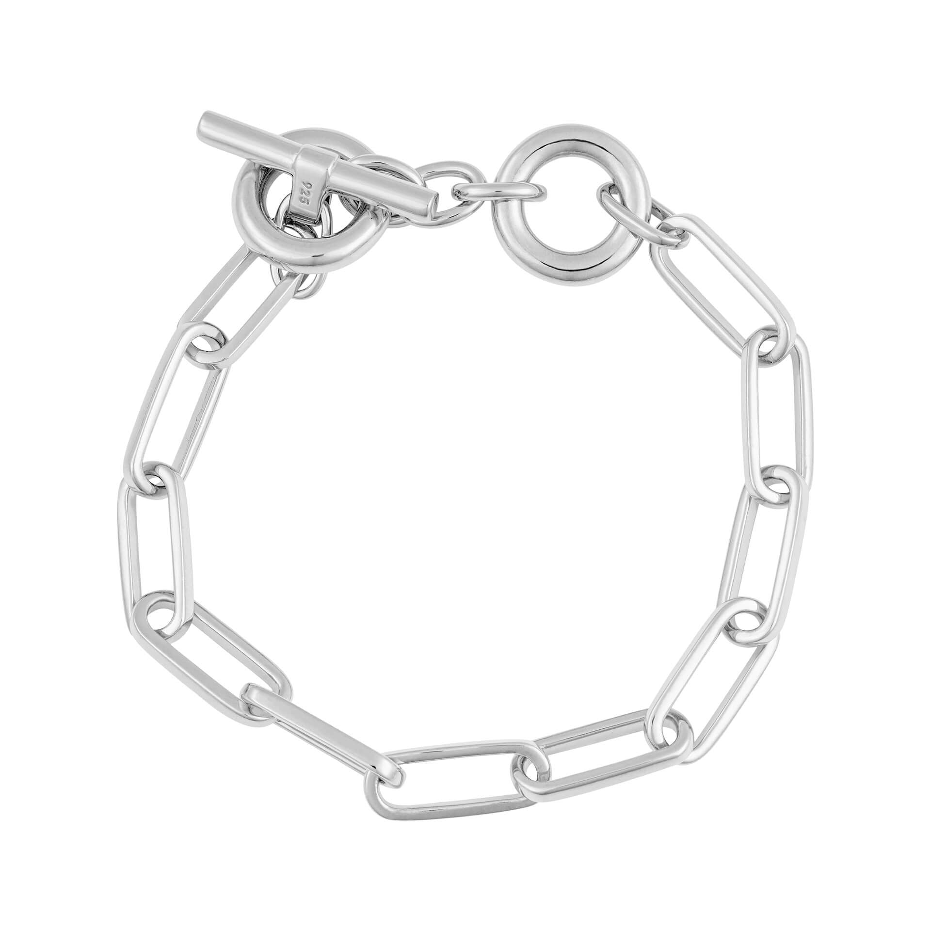 Silver Paperclip Bracelet with T-Bar Fastener