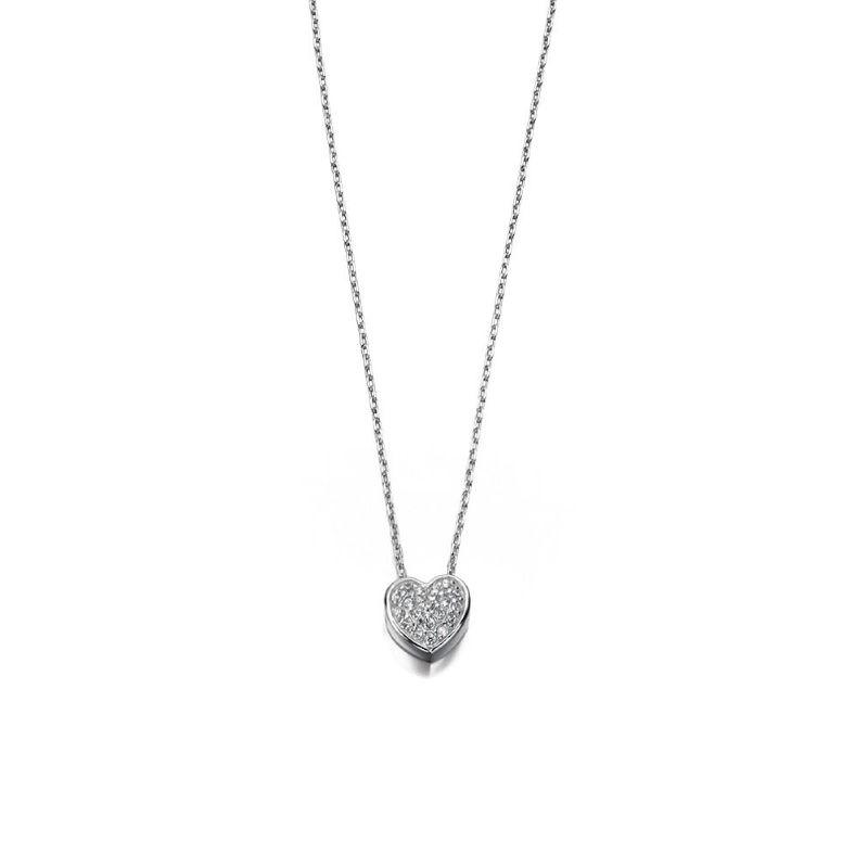 Silver CZ Pave Heart Necklace Jewellery Gecko 