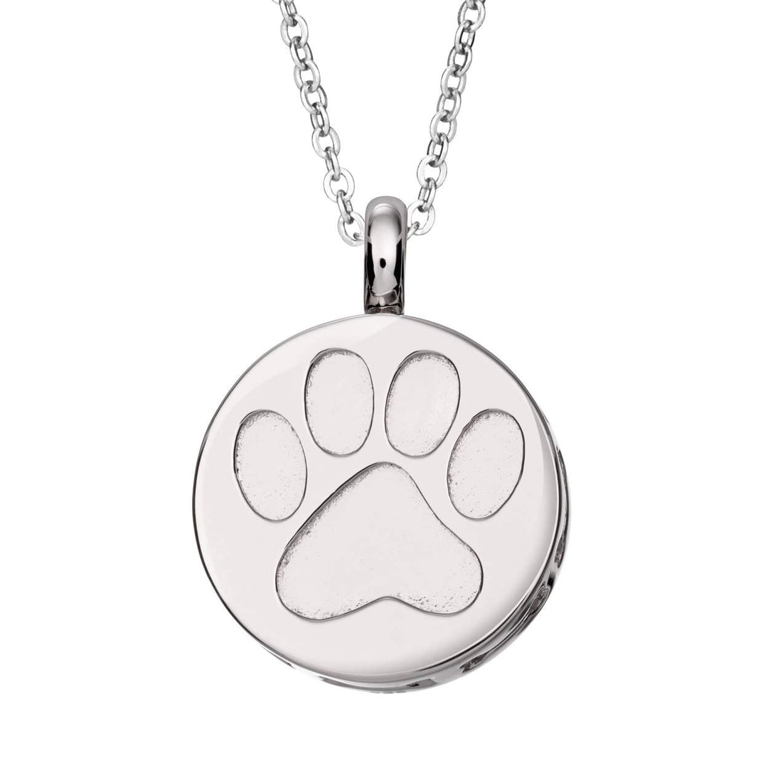 Silver Paw Print Memorial Pet Ashes Pendant (Self-Fill) Memorial EverWith