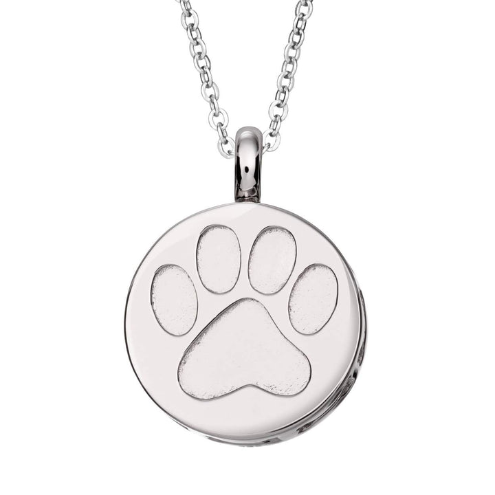Silver Paw Print Memorial Pet Ashes Pendant (Self-Fill) Memorial EverWith