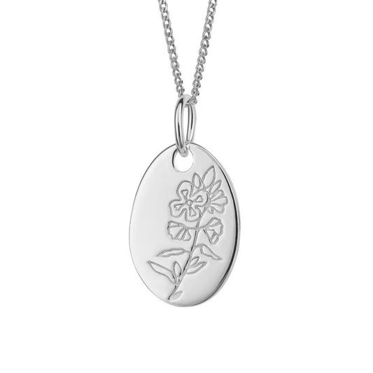 Silver Primrose Flower Pendant - Birth Month Flower for February