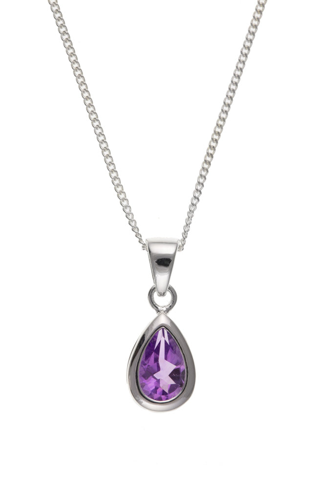 Silver Pendant with Real Amethyst Teardrop Necklaces & Pendants Ian Dunford 