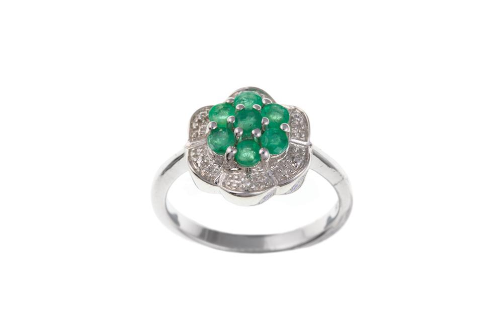 Silver Real Emerald and Diamond Ring Jewellery Ian Dunford K 