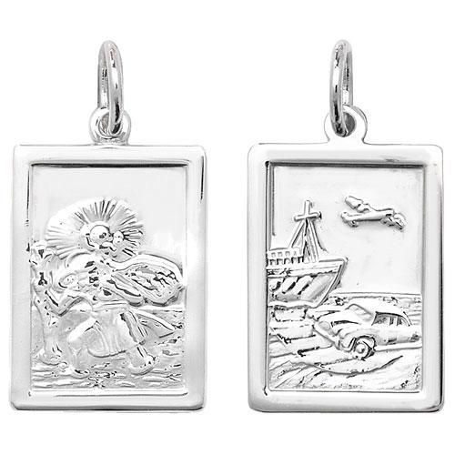 Silver Rectangular St Christopher Pendant Jewellery Treasure House Limited