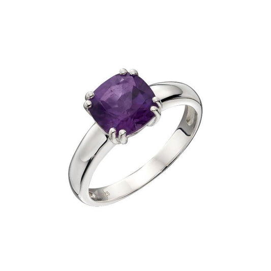 Silver Cushion Cut Amethyst Ring Jewellery Gecko 50 