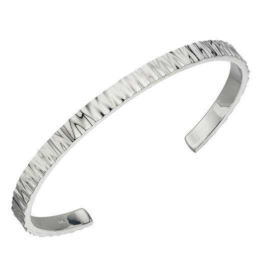 Silver Cuff Bangle with Ripple Pattern Bangles Gecko 