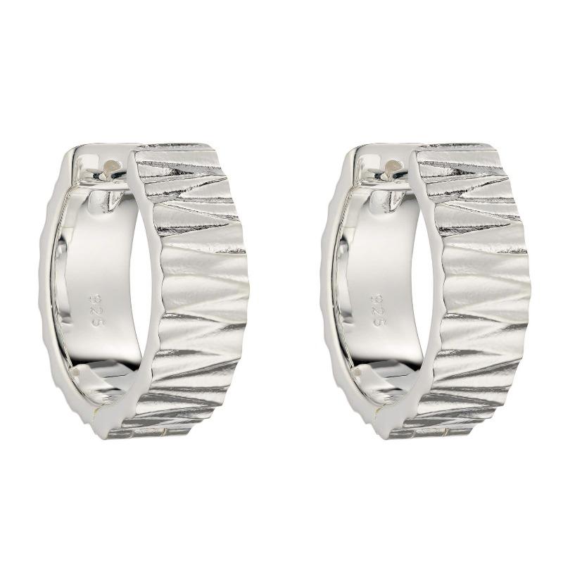 Silver Ripple Textured Hoop Earrings Earrings Gecko