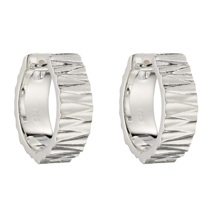 Silver Ripple Textured Hoop Earrings Earrings Gecko
