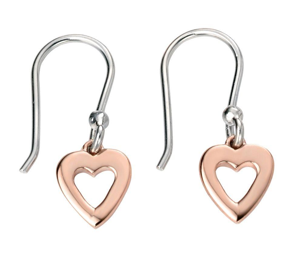 Rose Gold Cut Out Heart Drop Earrings Jewellery Gecko 