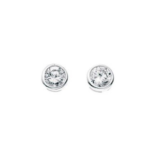 Silver Round CZ Stud Earring - Carathea