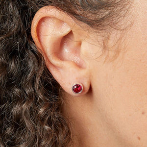 Silver Ruby Crystal Stud Earrings Earrings Gecko 