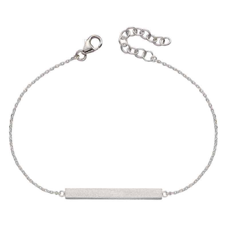 Engravable Silver Bar Bracelet with Satin Finish Carathea 