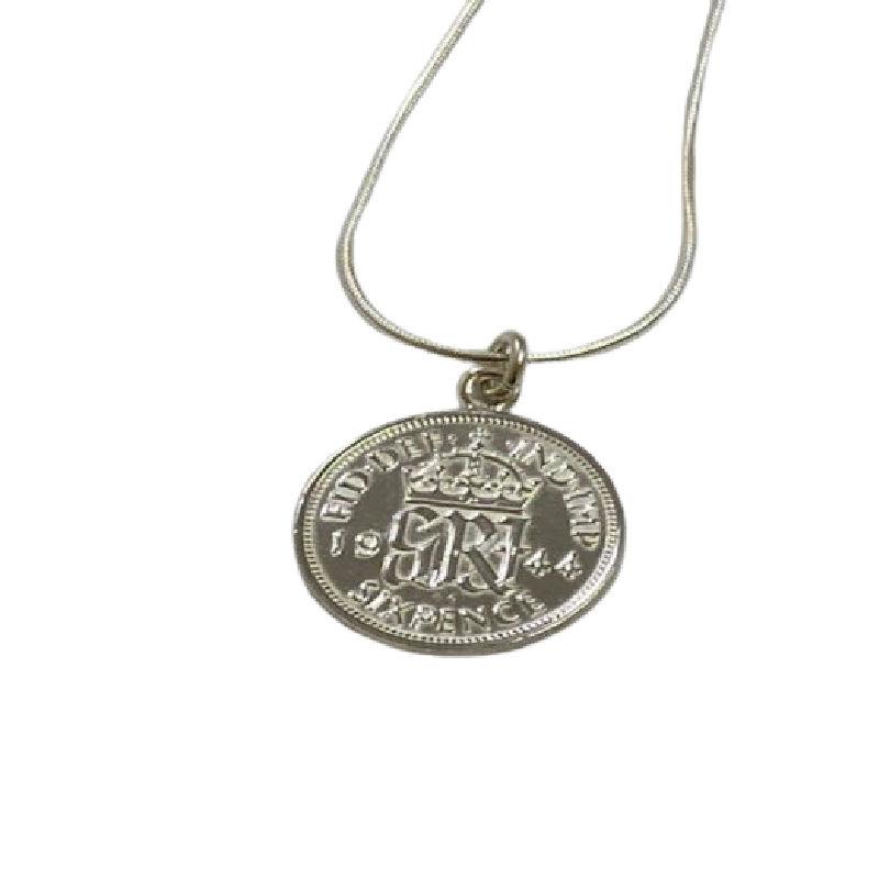 Silver Lucky Sixpence Pendant Necklaces & Pendants Ian Dunford 