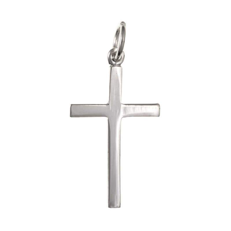 Small Polished Silver Cross Pendant with Chain Necklaces & Pendants Ian Dunford 