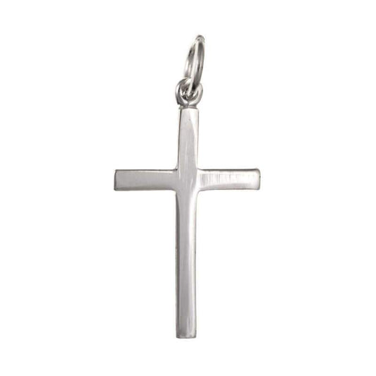 Small Polished Silver Cross Pendant with Chain Necklaces & Pendants Ian Dunford 