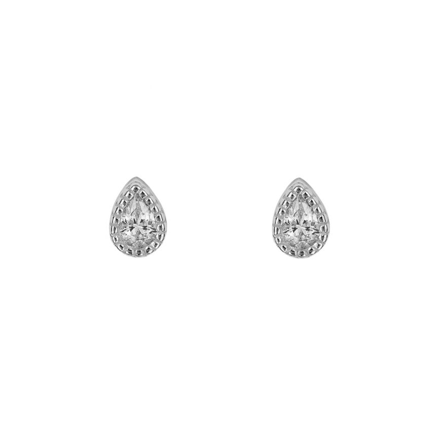 Silver Small Teardrop CZ Stud Earrings Earrings Gecko