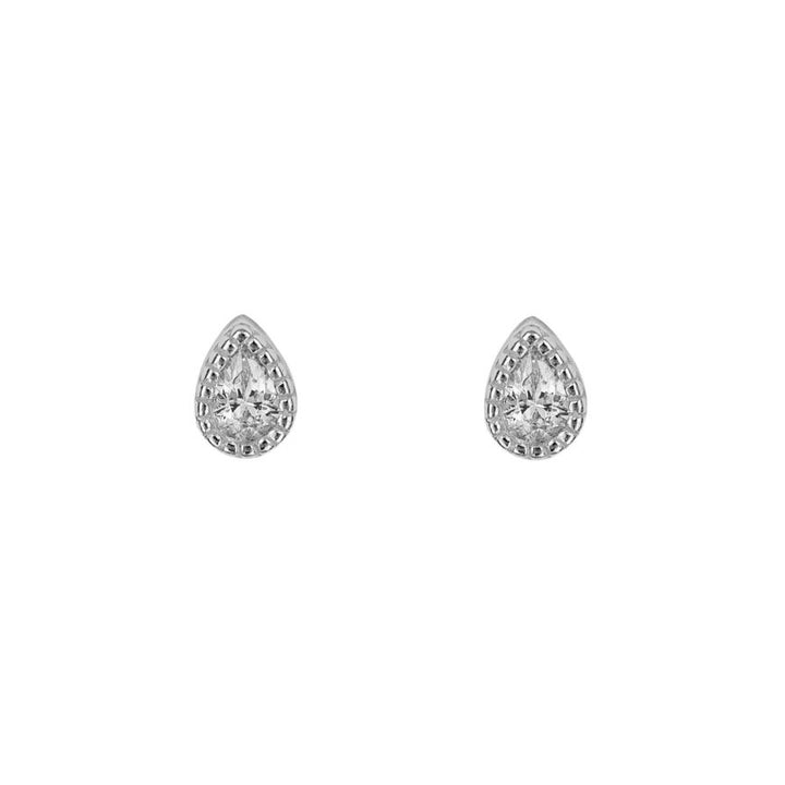 Silver Small Teardrop CZ Stud Earrings Earrings Gecko
