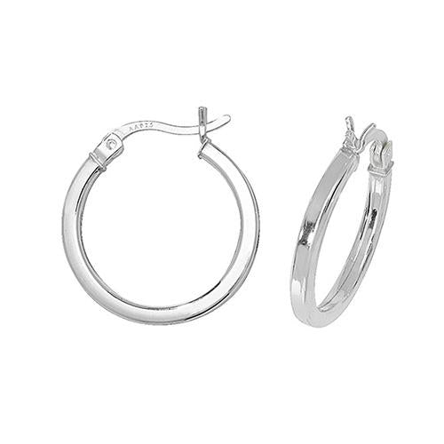 Silver Square Tube Hoop Earrings Jewellery Treasure House Limited 