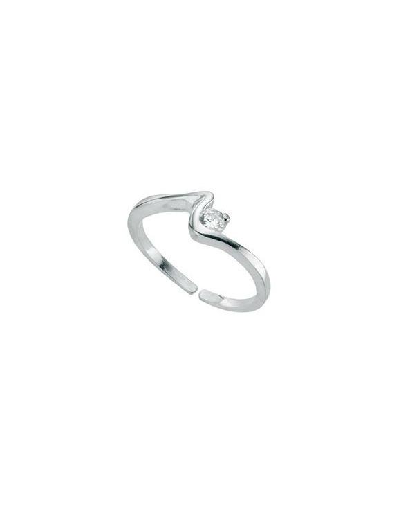 Silver Squiggle Toe Ring with CZ Jewellery Gecko