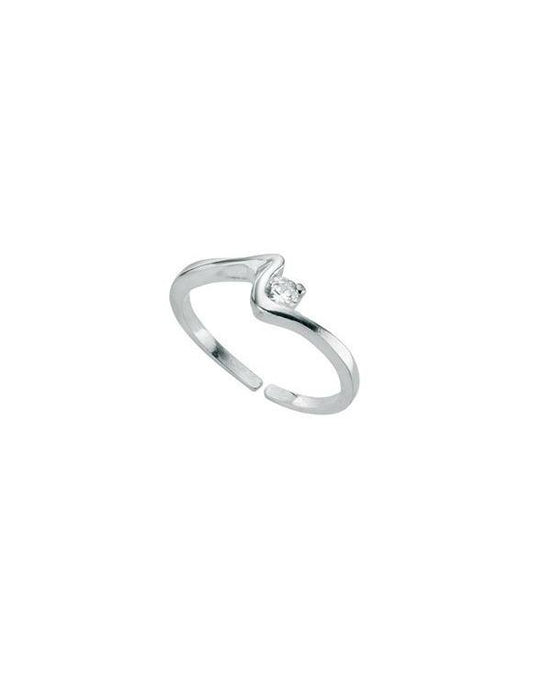 Silver Squiggle Toe Ring with CZ Jewellery Gecko 