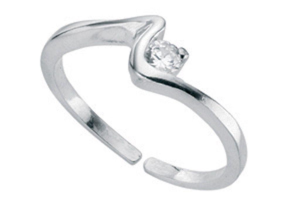 Silver Squiggle Toe Ring with CZ Jewellery Gecko 